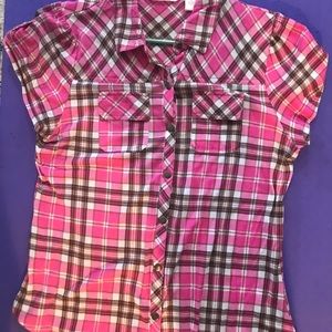 Plaid short sleeve shirt (size XL)